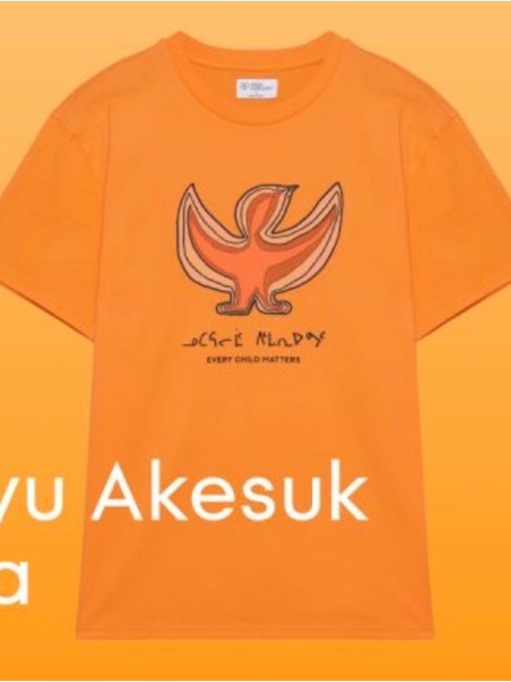 Aritzia Orange Kids Graphic Tee - Every Child Matters Motif